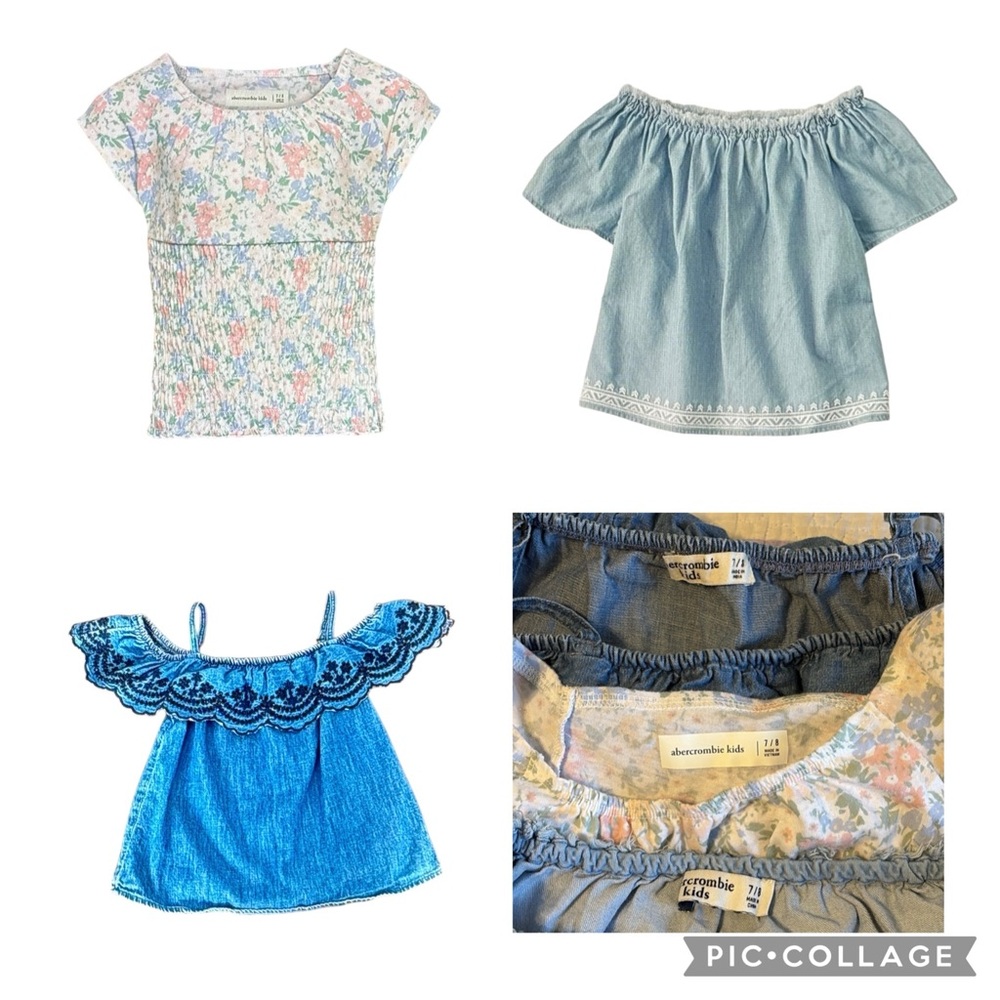 Bundle of 3  Abercrombie Kids Size 7/8 Tops - Denim  / Floral Lace / Shirred